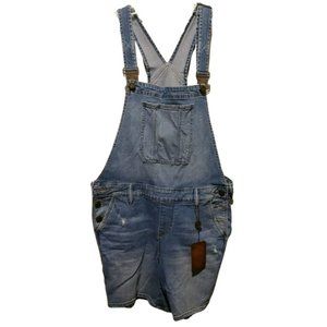 NEW- Stitch's Jean's Dungaree Overall Shorts for Women Size 14